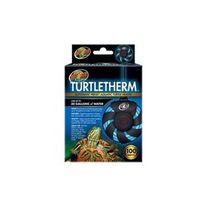 TurtleTherm automatic preset aquatic turtle heater in blue packaging with digital display.