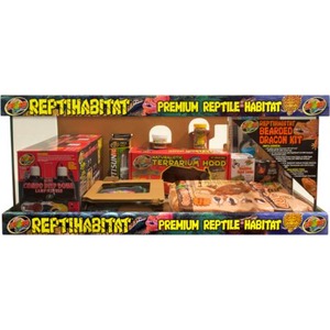 Reptihabitat premium reptile habitat display with kit boxes and accessories.