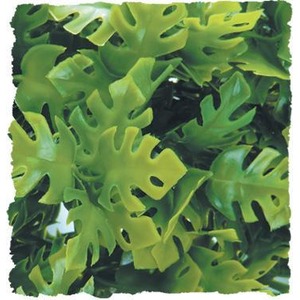 Bright green flexible plastic seaweed fronds filling the frame.