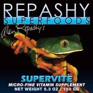 Repashy Superfoods Supervite product cover with a green frog on a dark background.