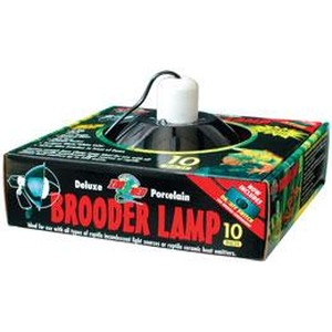 Deluxe brooder lamp in green box with porcelain socket and reflector.