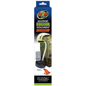 Zoo Med Multiport Fogger packaging showing a fogger with tubing for terrarium humidity.