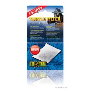 Turtle Filter Odor Reducing pad package with blue swirl background and white pad.