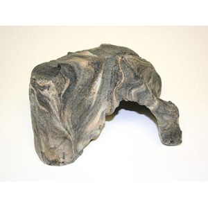 Gray marbled rock with a natural hollow arch-like shape.