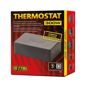 Exo Terra 300W dimming and pulse-proportional thermostat box with grey rectangular thermostat unit.