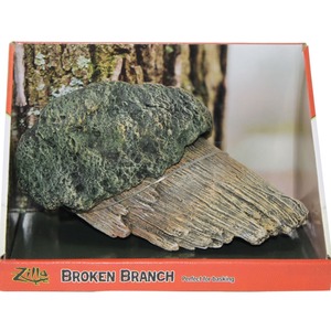 Two dark, rugged rocks stacked on a black base inside a red display box labeled Zilla Broken Branch.