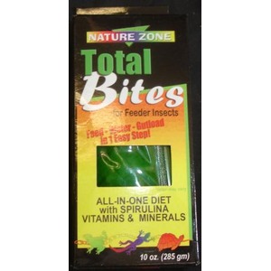Nature Zone Total Bites feeder insect diet box with green label and window showing product.