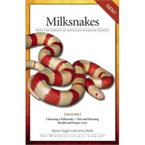 Book cover for Milk Snakes, featuring a red-and-white banded milk snake coiled on a white background.