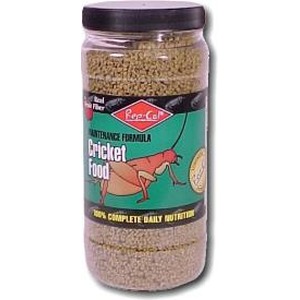 Jar of RepCal cricket food featuring a cricket illustration and nutrition label